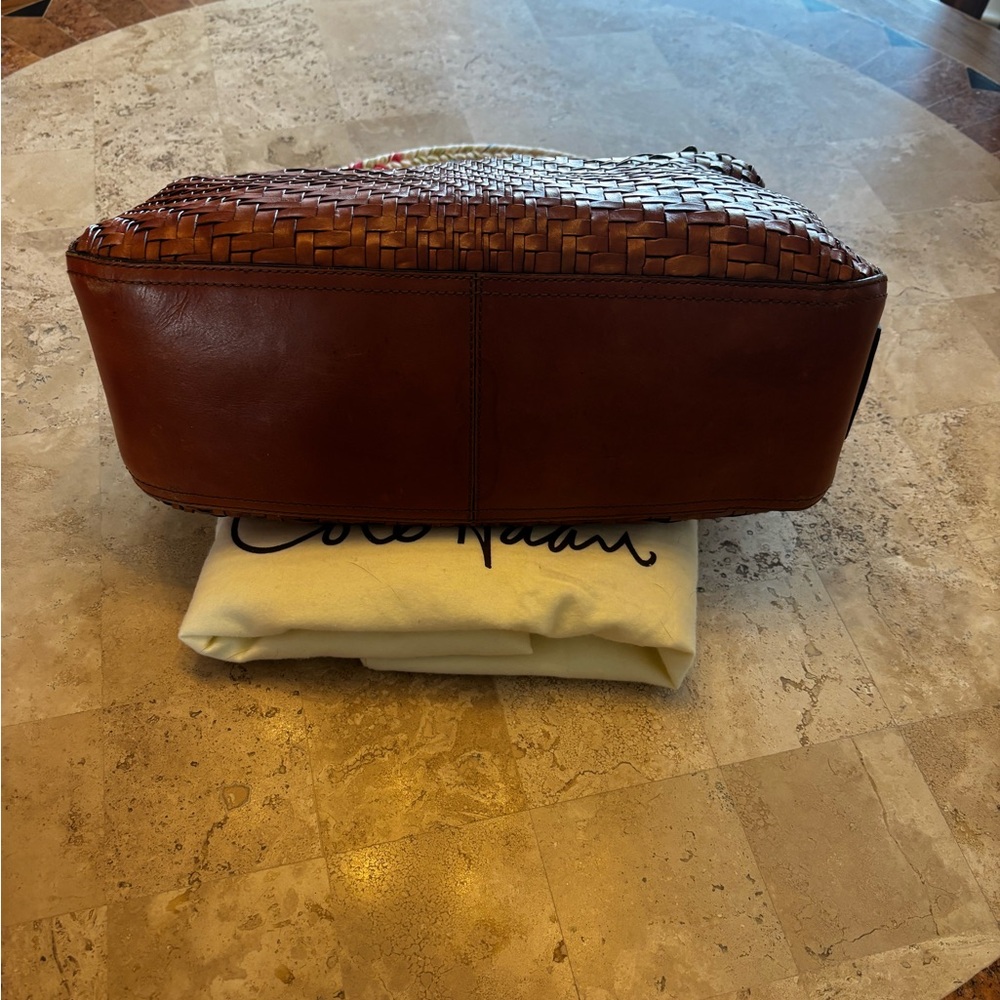 Cole Haan Brown Woven Leather Tote Bag and wallet - Picture 5 of 11